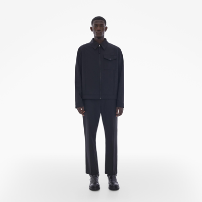 Shop Helmut Lang Stretch Wool Tailored Zip-up Jacket In Black