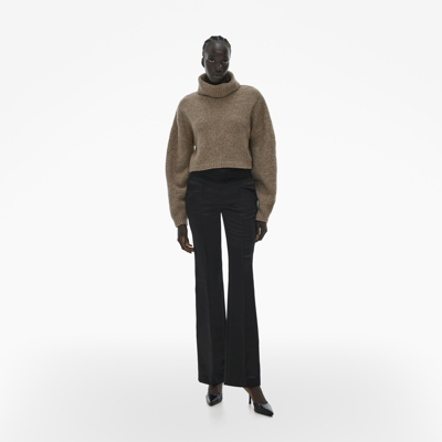 Shop Helmut Lang Cropped Turtleneck Sweater In Fawn