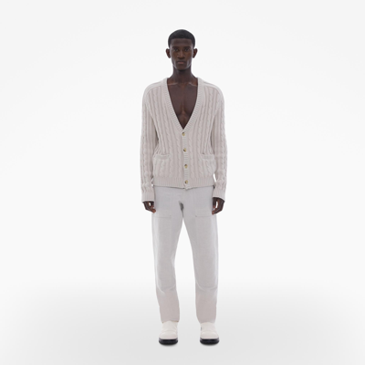 Shop Helmut Lang Cotton-wool Cable Knit Cardigan In Dove