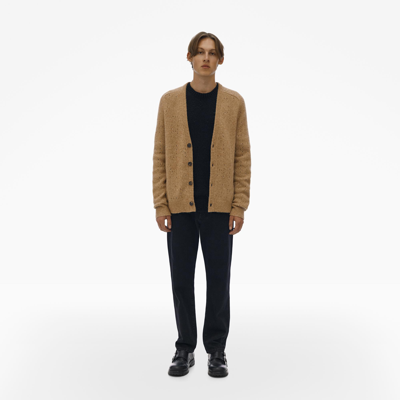 Shop Helmut Lang Logo Pointelle Cardigan In Bisque