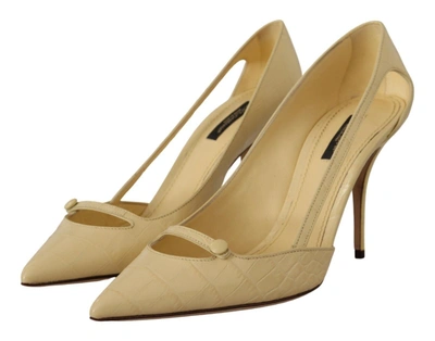 Shop Dolce & Gabbana Exotic Leather Stiletto Heel Pumps Women's Shoes In Yellow