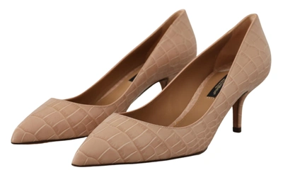 Shop Dolce & Gabbana Leather Pointed Heels Pumps Women's Shoes In Beige