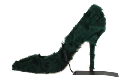 Shop Dolce & Gabbana Xiangao Lamb Fur Leather Women's Pumps In Green