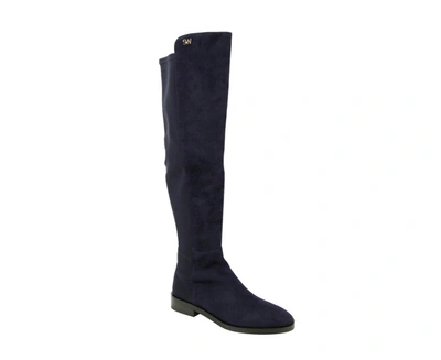 Shop Stuart Weitzman Women's Suede With Logo Over The Knee Boots In Blue