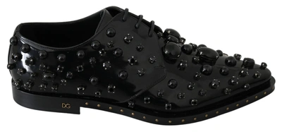 Shop Dolce & Gabbana Leather Crystals Dress Broque Women's Shoes In Black