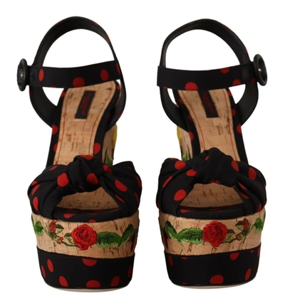 Shop Dolce & Gabbana Platform Wedges Sandals Charmeuse Women's Shoes In Multi