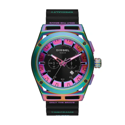 Shop Diesel Men's Timeframe Chronograph, Multicolor-tone Stainless Steel Watch In Black