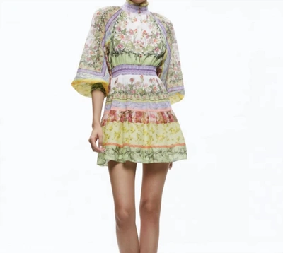 Shop Alice And Olivia Lavinia Mini Dress In Floral Fest In Multi