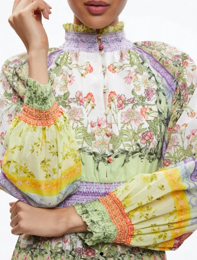 Shop Alice And Olivia Lavinia Mini Dress In Floral Fest In Multi