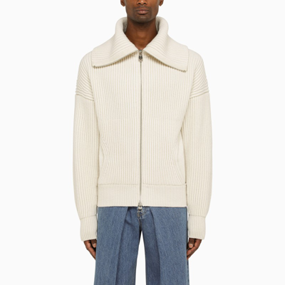Alexander Mcqueen Ribbed Zip-up Cardigan In White