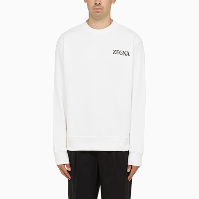 Shop Zegna | White Crewneck Sweatshirt With Logo
