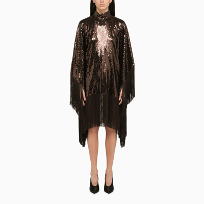Shop Taller Marmo Chocolate Sequin Dress In Brown