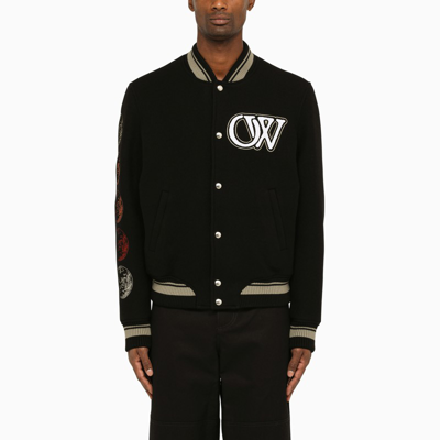 Shop Off-white ™ | Black Wool-blend Bomber Jacket