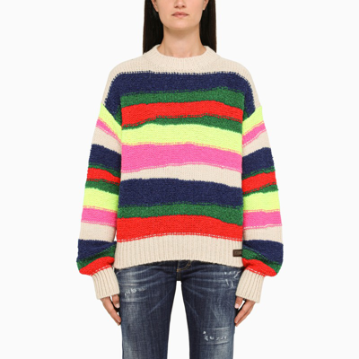Shop Dsquared2 | Multicoloured Striped Crew-neck Sweater In Multicolor
