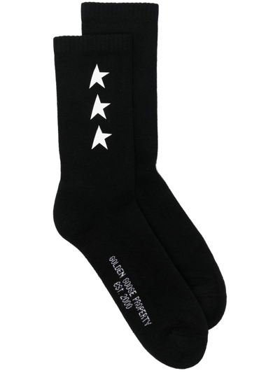 Shop Golden Goose Logo Socks In Black