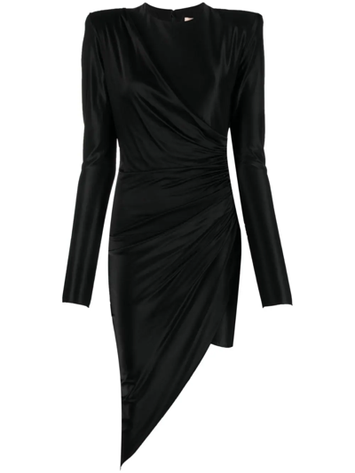 Shop Alexandre Vauthier Gathered-effect Long-sleeved Minidress In Black