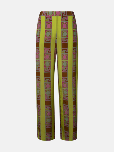 Shop Kutnia Multi Silk Trousers In Yellow