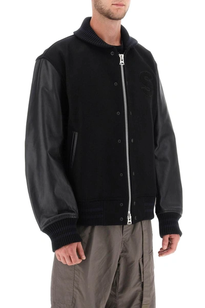 Shop Sacai 'interstellar' Bomber Jacket In Black