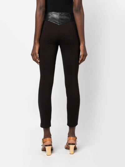 Shop Pinko Zip-up Leather Cropped Trousers In Black
