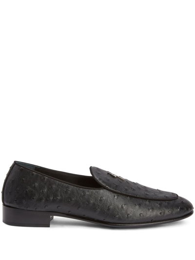 Shop Giuseppe Zanotti Rudolph Leather Loafers In Black
