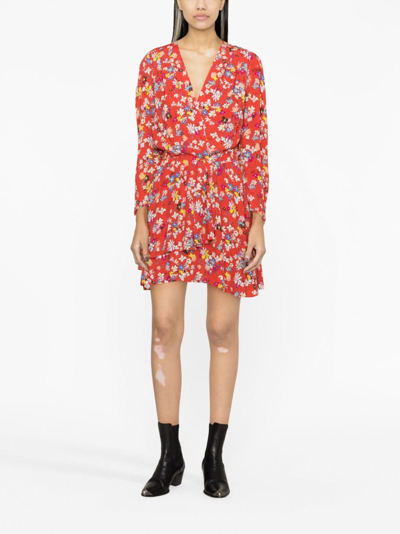 Shop Zadig & Voltaire Rogers Floral-print Minidress In Red