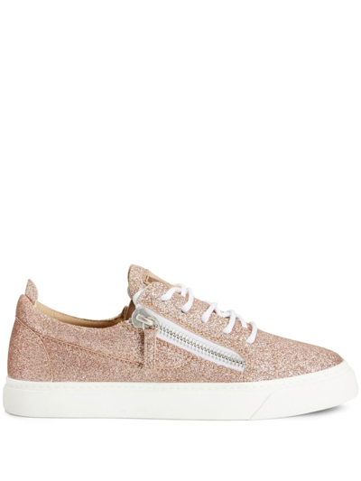 Shop Giuseppe Zanotti Nicki Glitter Low-top Sneakers In Pink