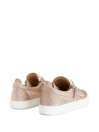 Shop Giuseppe Zanotti Nicki Glitter Low-top Sneakers In Pink