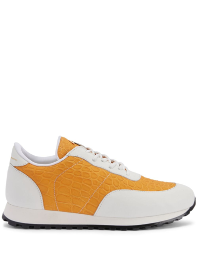Shop Giuseppe Zanotti Jimi Running Panelled Leather Sneakers In White