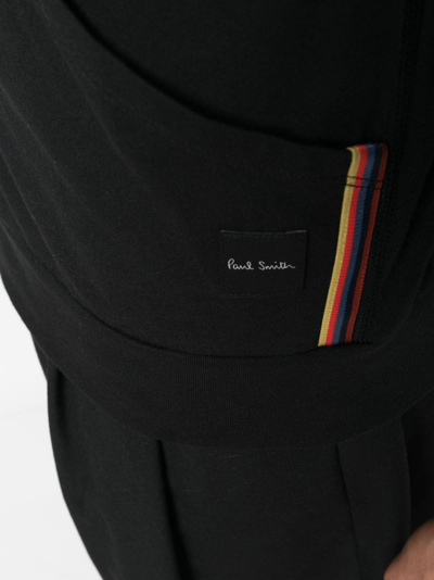 Paul Smith Signature Stripes Cotton Hoodie In Black