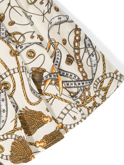 Moschino Graphic-print Pleated Skirt In Neutrals