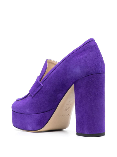 Shop P.a.r.o.s.h Penny-slot 115mm Suede Platform Sandals In Purple