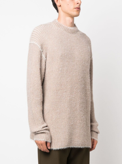 Shop Uma Wang Brushed-effect Knitted Jumper In Neutrals