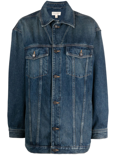 Shop Nili Lotan Button-up Denim Jacket In Blue