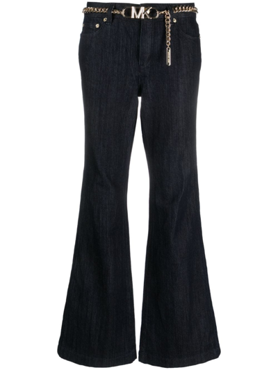 Shop Michael Michael Kors Mid-rise Flared Jeans In Blue