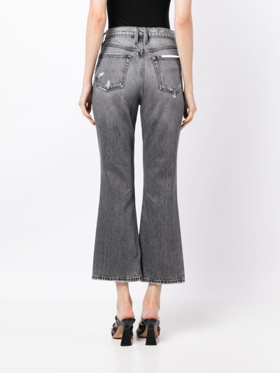 Shop Frame High 'n' Tight High-rise Cropped Bootcut Jeans In Grey
