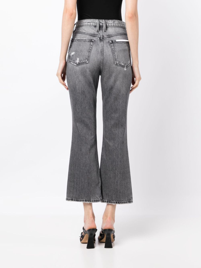 Frame Distressed High-rise Cropped Bootcut Jeans In Grey