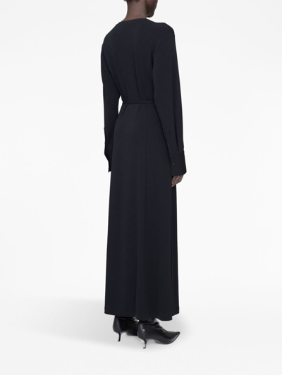 Shop Anine Bing Helene V-neck Long Dress In Black
