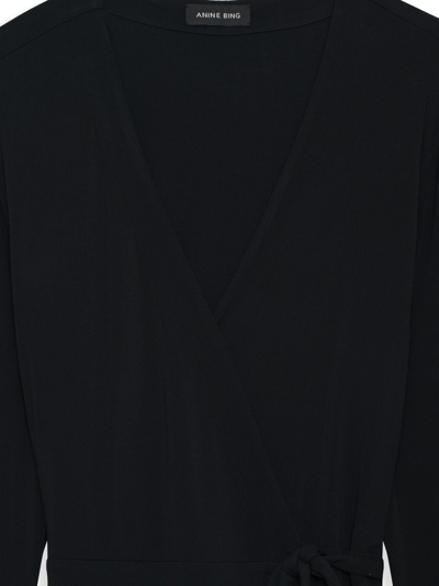 Shop Anine Bing Helene V-neck Long Dress In Black