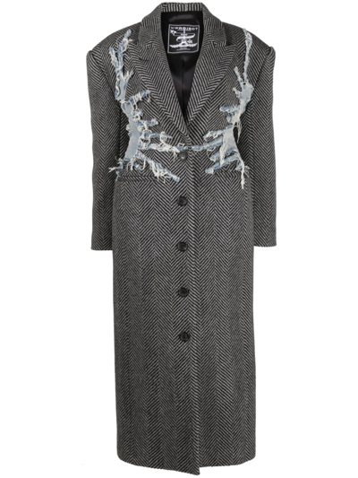 Shop Y/project Hourglass Whisker Herringbone Wool Coat In Grey