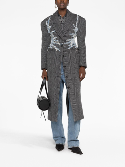 Shop Y/project Hourglass Whisker Herringbone Wool Coat In Grey