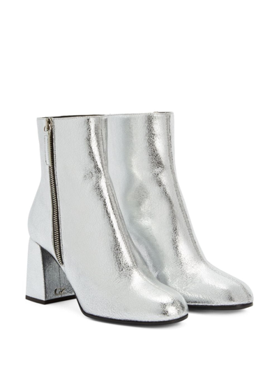 Shop Giuseppe Zanotti Sveva 80mm Leather Ankle Boots In Silver