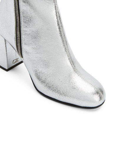 Shop Giuseppe Zanotti Sveva 80mm Leather Ankle Boots In Silver