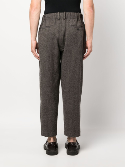 Shop Uma Wang Herringbone-pattern Straight-leg Trousers In Neutrals