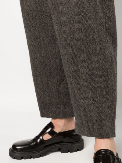 Shop Uma Wang Herringbone-pattern Straight-leg Trousers In Neutrals