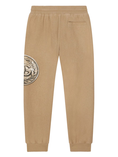 Shop Dolce & Gabbana Graphic-print Cotton Track Pants In Neutrals