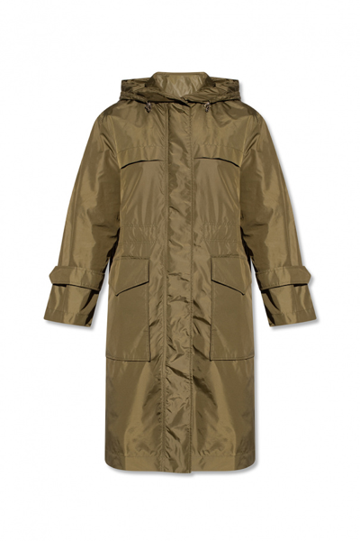 Shop Moncler Ladies Olive Hiengu Rain Coat