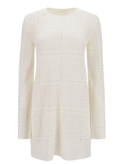 Shop Chloé Chloe Ladies Cloudy White Long-sleeve Mini Dress