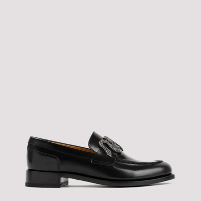 Shop René Caovilla Calf Leather Loafers In Black Calf