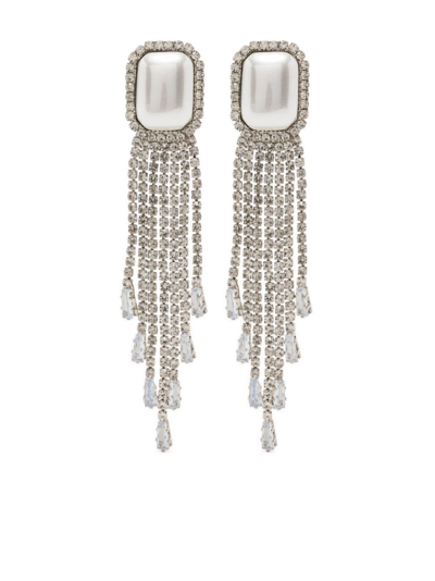 Hzmer Jewelry Crystal-embellished Silver Drop Earrings In Silver