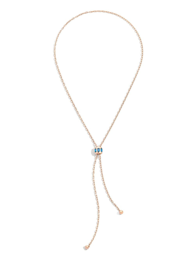 Shop Pomellato 18kt Rose Gold Iconica Topaz Lariat Necklace In Blue